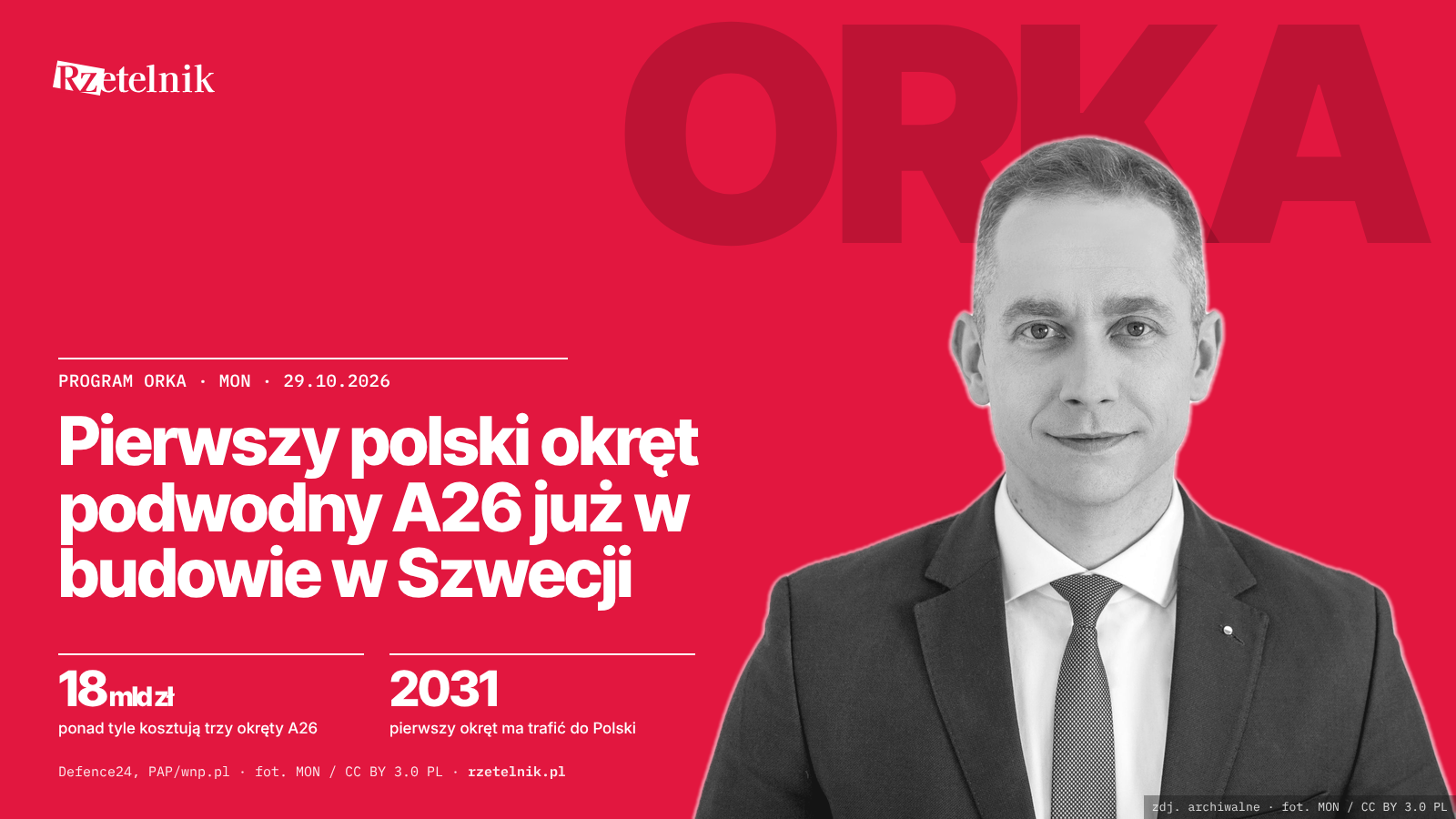 Tomczyk: budowa pierwszego polskiego okrętu podwodnego A26 w Karlskronie się rozpoczęła