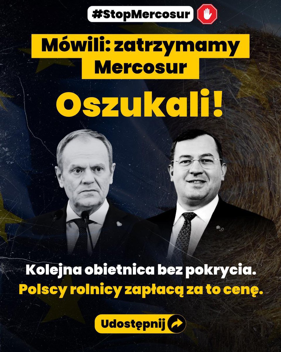 Rząd zawiódł w sprawie umowy UE-Mercosur, która dziś - przepchnięta kolanem przez UE - tymczasowo wchodzi w życie. Mi...